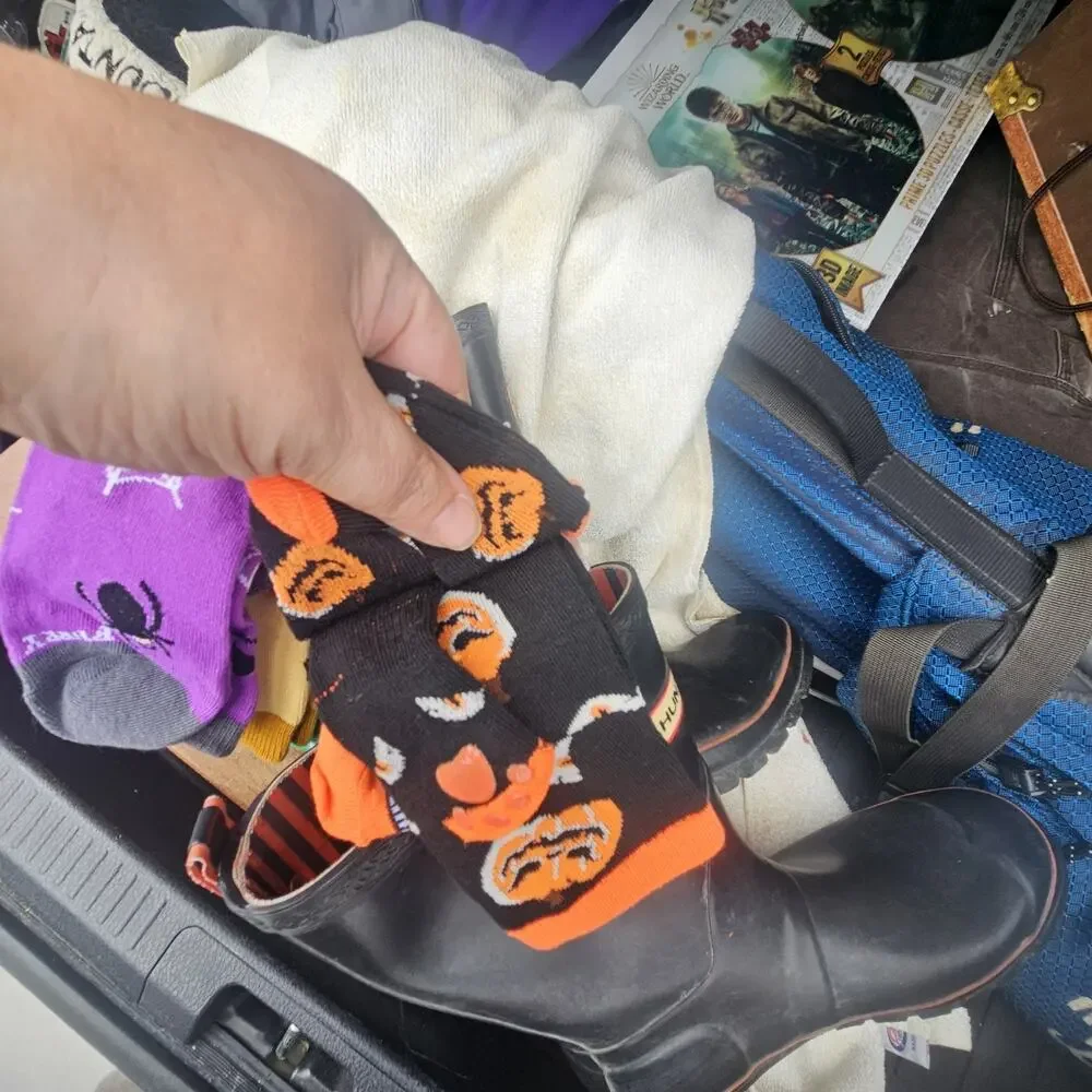 Furry Twinz Halloween Pet & Owner Matching Socks Black Orange Pumpkin